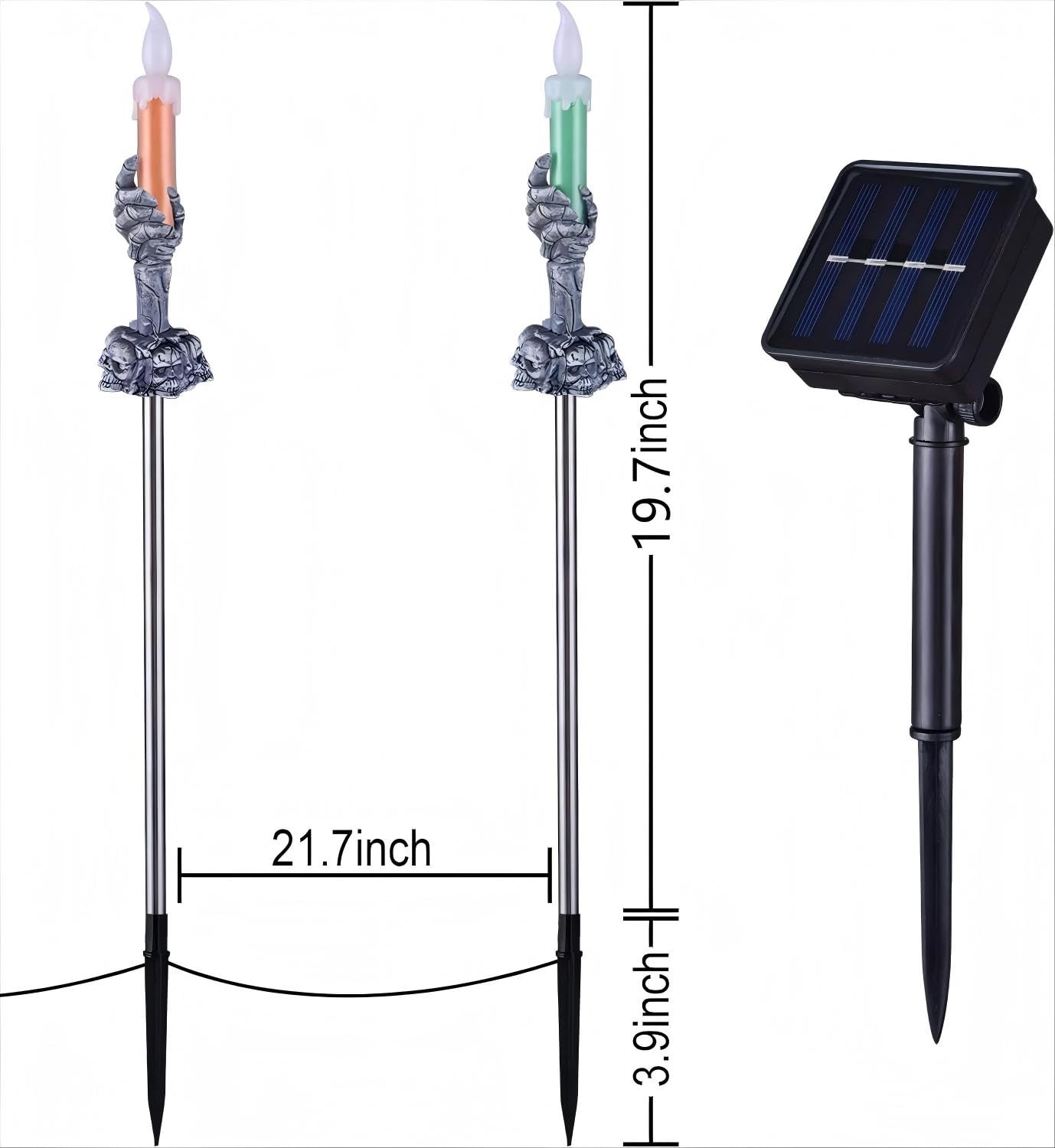 ILLUMINEW Halloween Solar Pathway Lights, 10 Pack, Multicolor LED, Black, Resin, Model 001