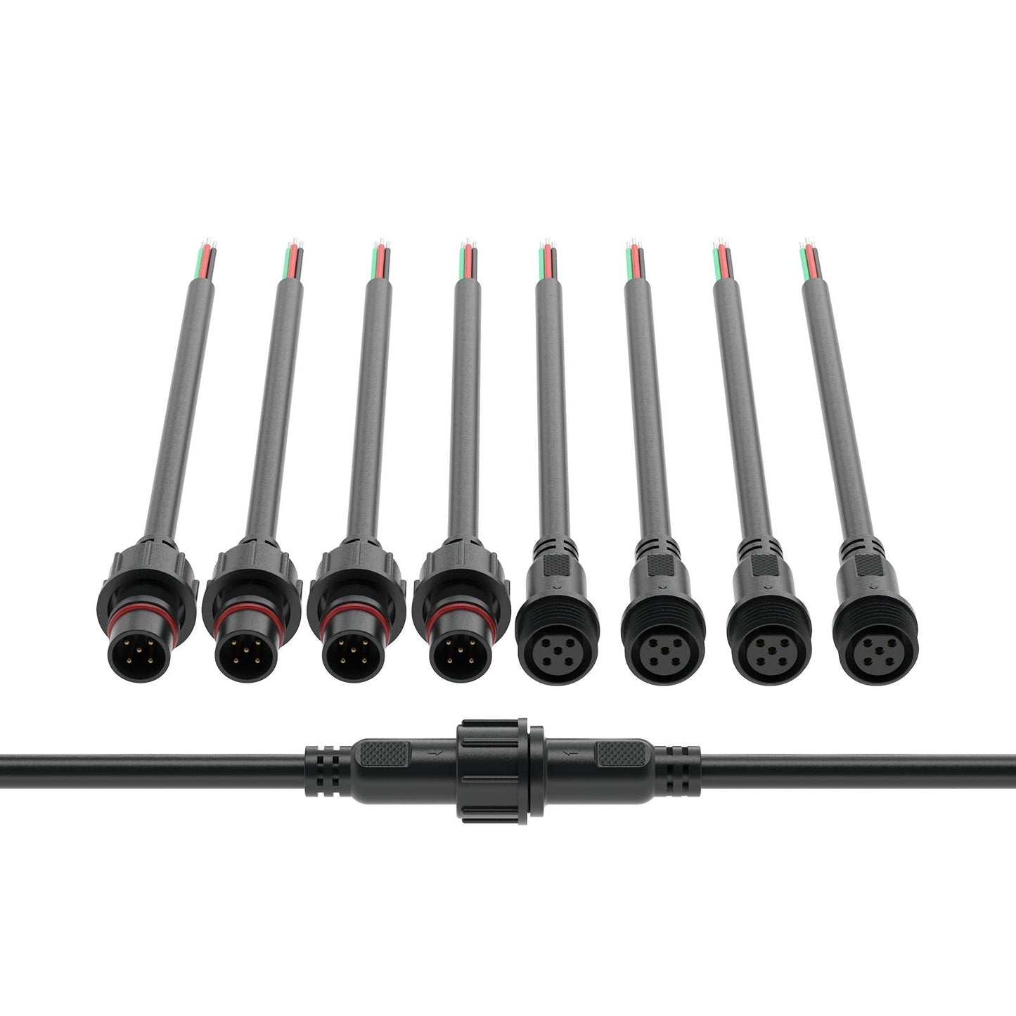 BTF-LIGHTING 5 Pin Electrical Connector IP65 Male Female 22AWG Extension Cable 20cm for Car Truck Boat Indoor Outdoor