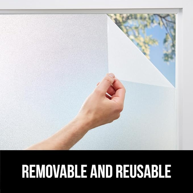 Gorilla Guard Window Privacy Film, Removable Two Way Sun Blocking, 23.6 x 78.7 Inch, Reusable No Residue Stickers, Strong Static Clings to Glass Windows, Decorative Bathroom Door Coverings, Frosted