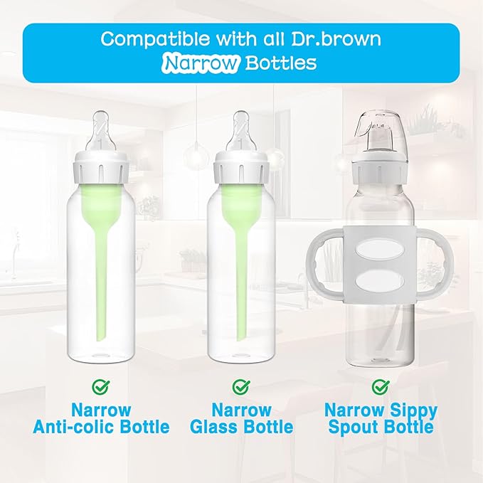 6-Count Silicone Bottle Nipples for Dr. Brown's Narrow Bottles and Evenflo Feeding Classic Standard Neck Bottles, Breast-Like, Anti-Colic Valve, Slow Flow, 1m+