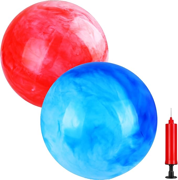 GCQJOQ 2 Pcs Marbleized Bouncy Balls for Kids Large-Sized Ball Inflatable Rubber Playground Sensory Balls for Beach Pets I...