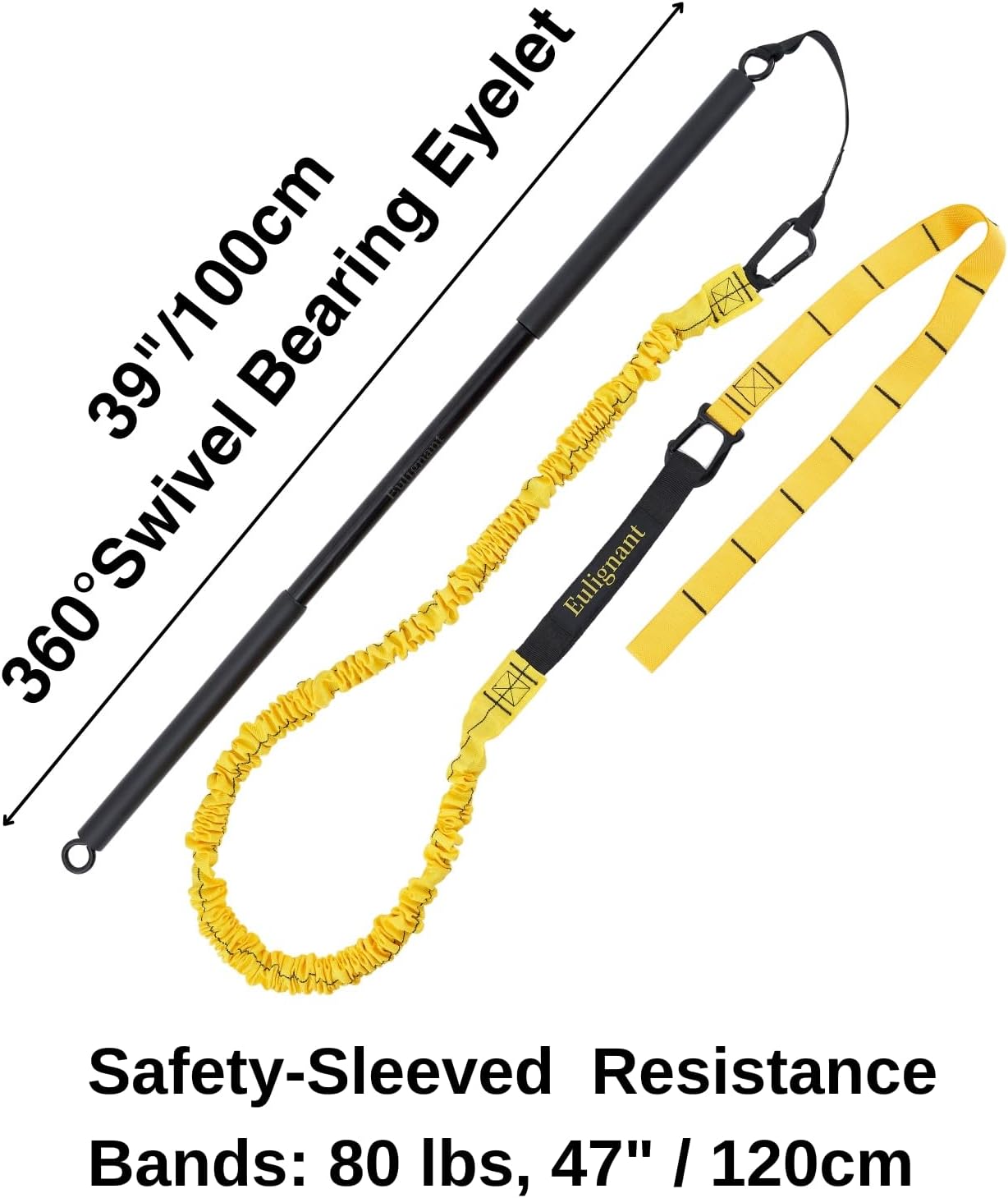 Swing Trainer for Golf/Baseball/Tennis Improvement, Resistance Cord (25&80lbs) with Weighted Workout Bar, Rotational Movements Exercise in Core Training