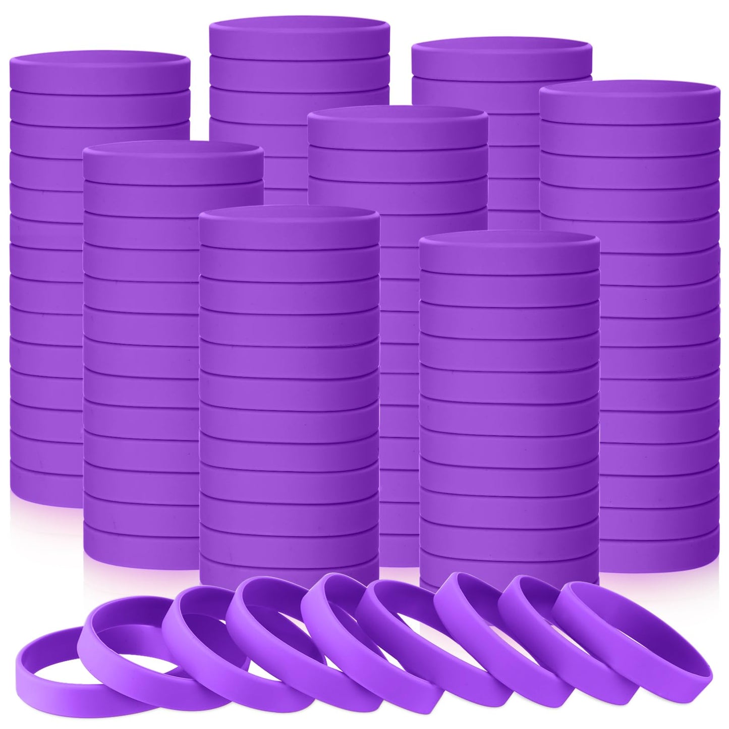 Liliful 100 Pcs Silicone Rubber Wristbands Rubber Wristband Bracelet Bands for Silicone Wristbands for Women Men(Purple)