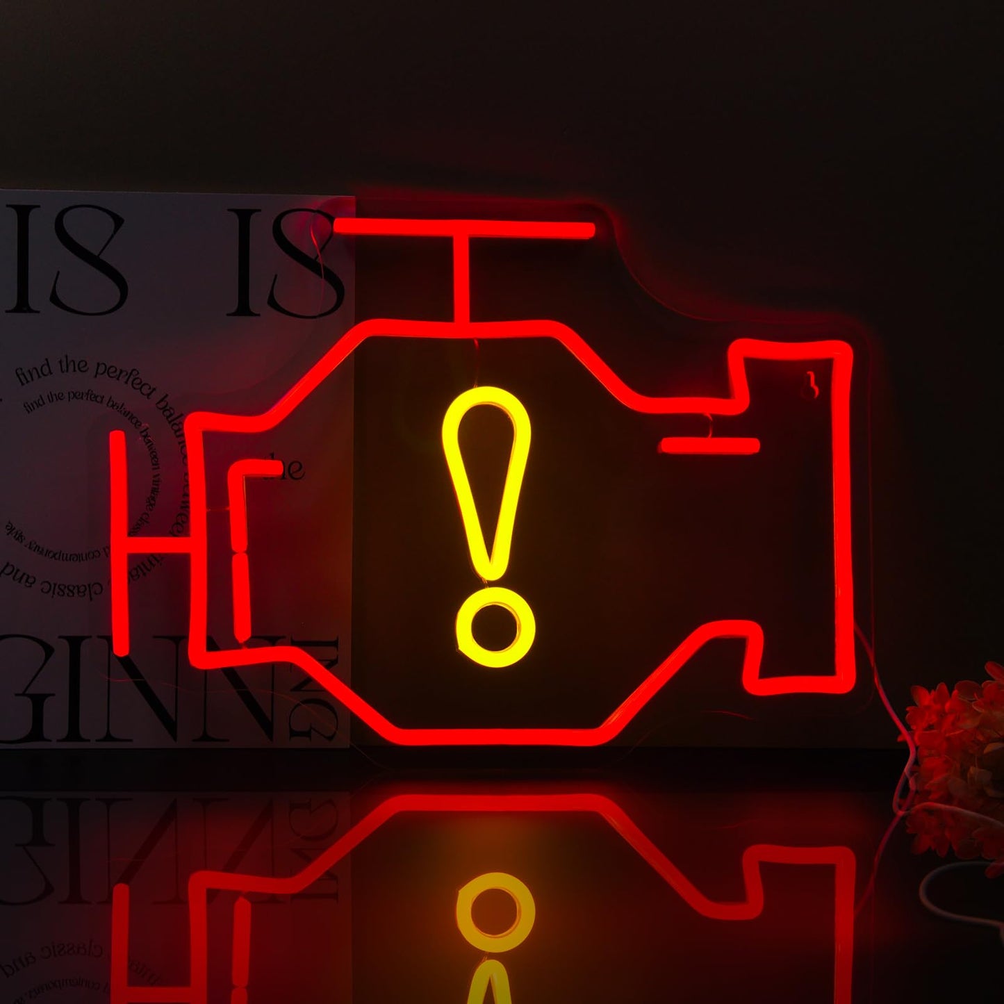 Ebdobgbs Check Engine Neon Sign Led Neon Lights Neon Signs for Wall Decor Light Up Sign for Birthday Party Club Gift