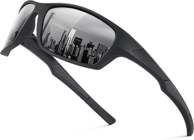 Fanshen Polarized Sunglasses for Men Women, Wrap Around Sunglasses for Mens Womens Cycling Running UV Protection
