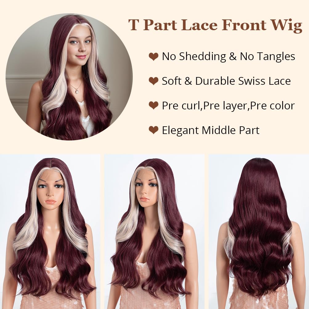 Style Icon HD Lace Front Wig 26 Inch Long Body Wave Wigs Synthetic Fiber Pre Plucked Baby Hair Central Parting(26Inches, HL350L/