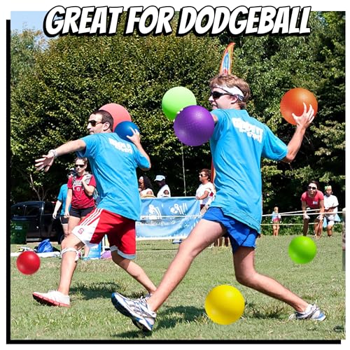 10 Inch Kickball Playground Balls - (Pack of 6) Inflatable Rubber Indoor Outdoor Bouncy Balls for Adults & Kids - Dodgebal...