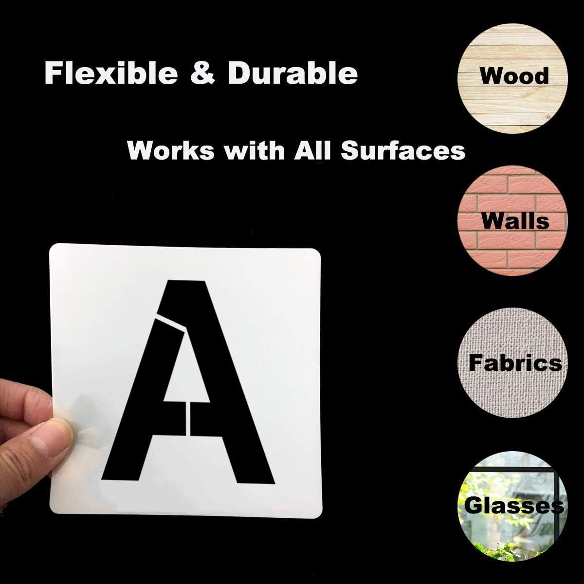 Alphabet Letter and Number Stencils 12 Inch - 40 Pack Large Letters and Numbers Stencil Templates with Signs for Painting on Wood, Reusable Number Letter Stencils for Chalkboard Signs & Wood Wall Art