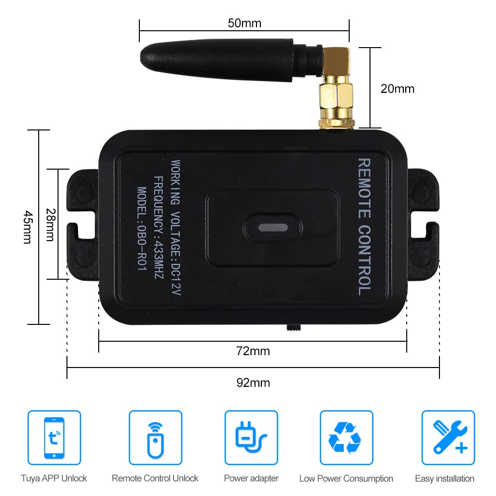 jasugKEY Premium Smart APP Unlocking Access Control System Kit, Simplified Wiring Door Lock Set, with Remote Controllers / 617lbs Magnetic Lock/DC 12V Power Adapter, Lock Delay Time Adjustable