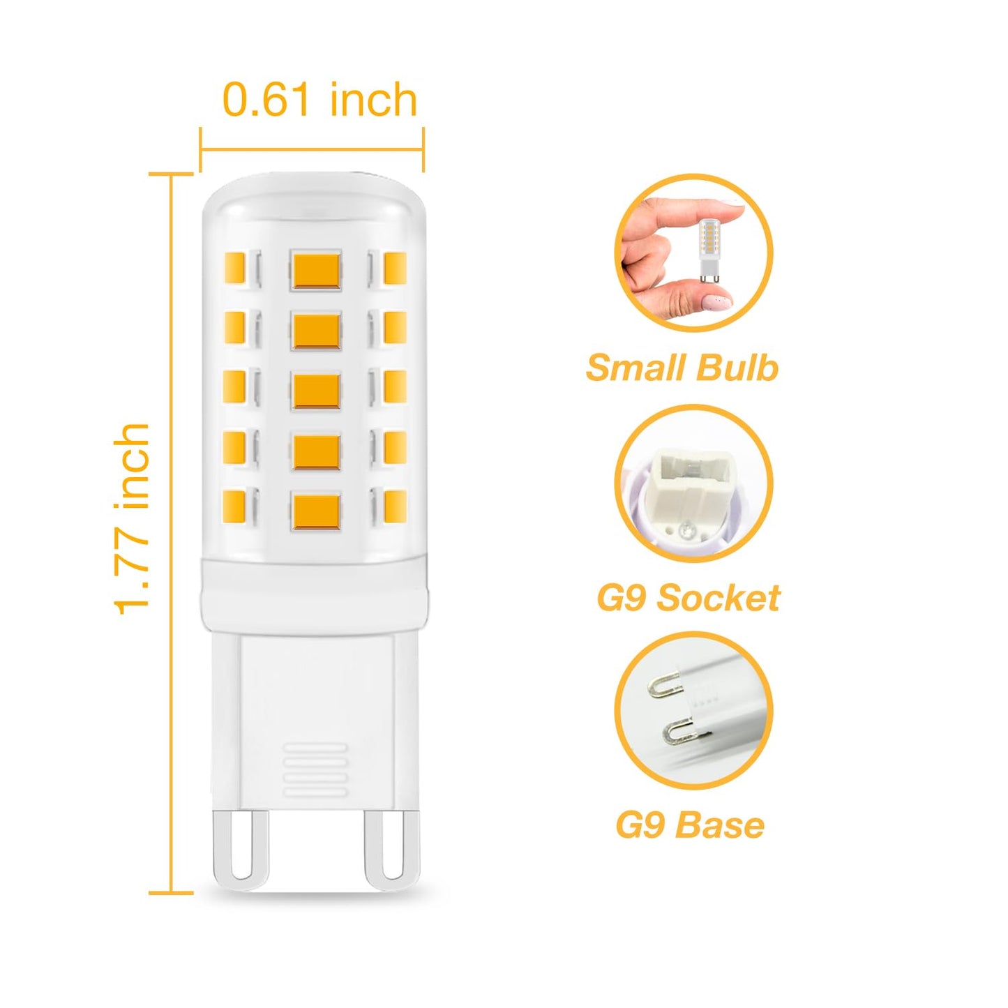 Daybetter G9 Led Bulb 4W  40 Watt T4 G9 Halogen Equivalent  24 Pack 450 Lm 360 Beam Angle Warm White 3000K  G9 Bi Pin Base Led Light Bulbs For Chandelier Lighting  Non-Dimmable