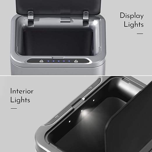 ELPHECO Stainless Steel Office Trash Can 6.6 Gallon Motion Sensor Garbage Bin Rectangular Automatic Touch Free Waste Bin for Hotel and Living Room