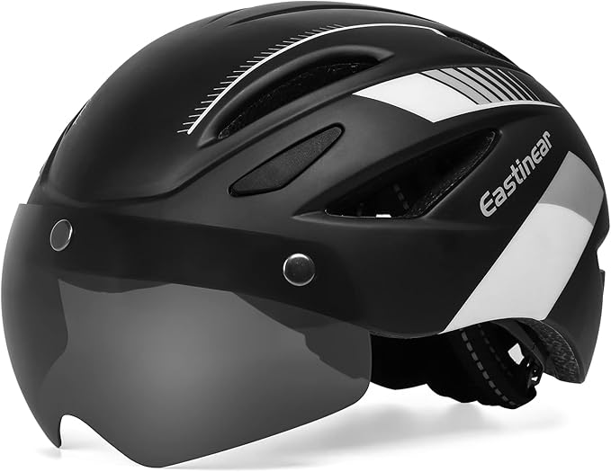 EASTINEAR Adults Bike Helmet Magnetic Goggle Cycling Helmet with USB Rechargeable Taillight for Men Women Mountain & Road ...