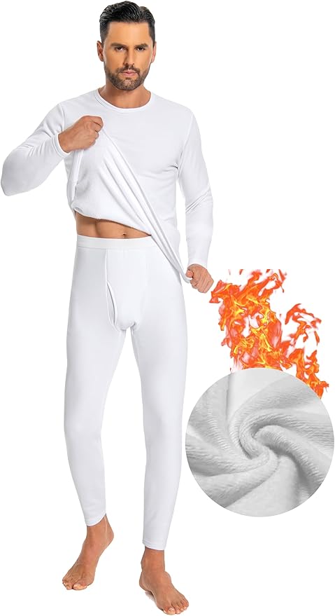 Cyathea Mens Thermal Underwear Set Ultra Thick for Cold Weather Fleece Lined Long Johns Winter Base Layer Top and Bottom