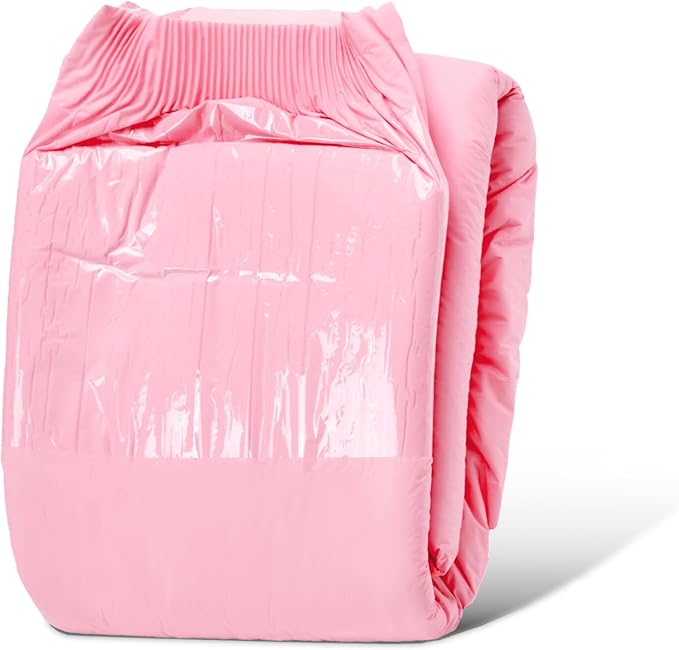 Littleforbig Adjustable Tapes Adult Diaper 2 Pieces - ABDry Ultra Absorbent Diapers Pink (Medium 28"-38")