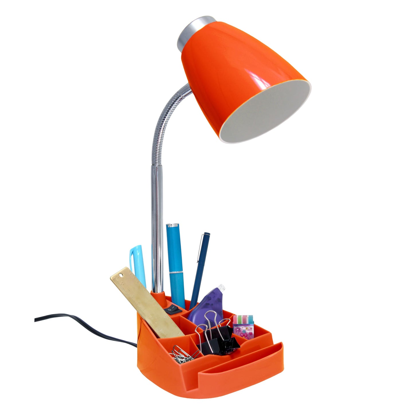 Simple Designs Gooseneck Desk Lamp With Ipad Stand, Abs Plastic, Orange, Model Ld1002-Org, Pack Of 1