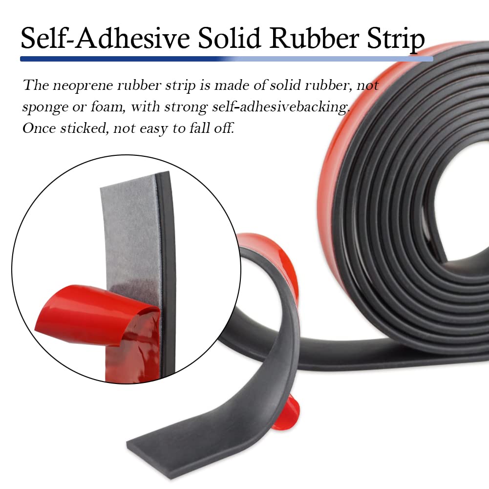 Neoprene Rubber Strips Self Adhesive Solid Rubber Sheets, Rolls & Strips for DIY Gaskets Crafts Pads Seals Warehouse Flooring Neoprene Sheet with Adhesive Backing (2" Wide x 1/5" Thick x 20' Long)