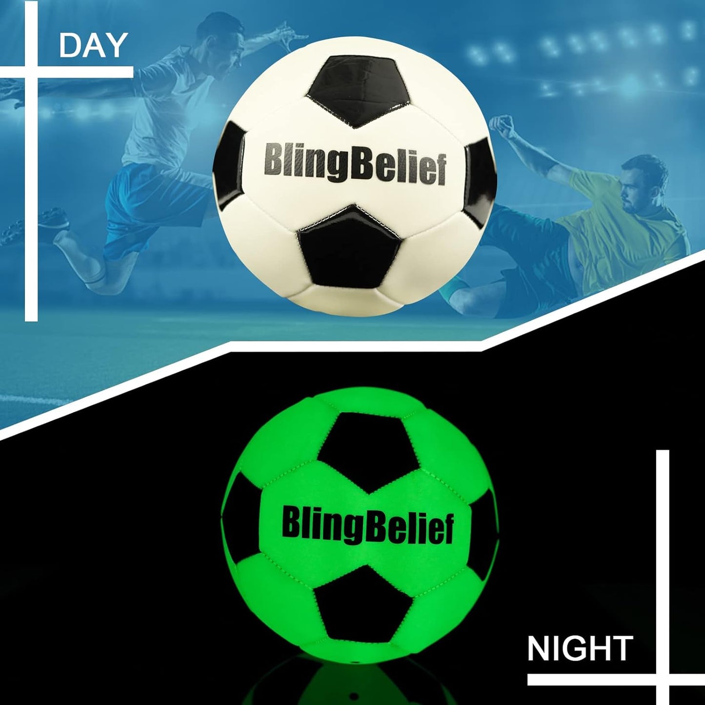 Super Bright Glow in The Dark Baseball,Soccer Ball,Volleyball,Football, Light Up Luminous Baseball, Official Size and Weight Football, Recreational Use Practice Volleyball