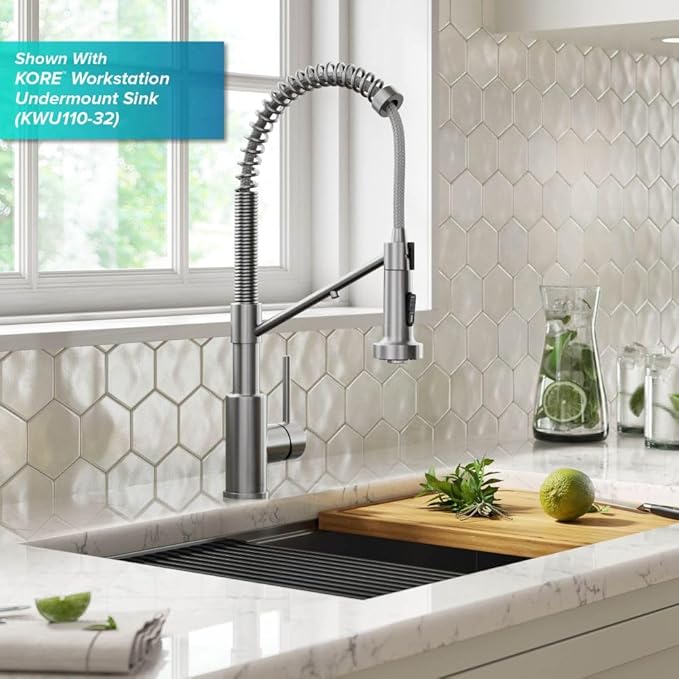 KRAUS Bolden 2-in-1 Commercial Style Pull-Down Single Handle Water Filter Kitchen Faucet for Reverse Osmosis or Water Filtration System in Spot Free Stainless Steel, KFF-1610SFS