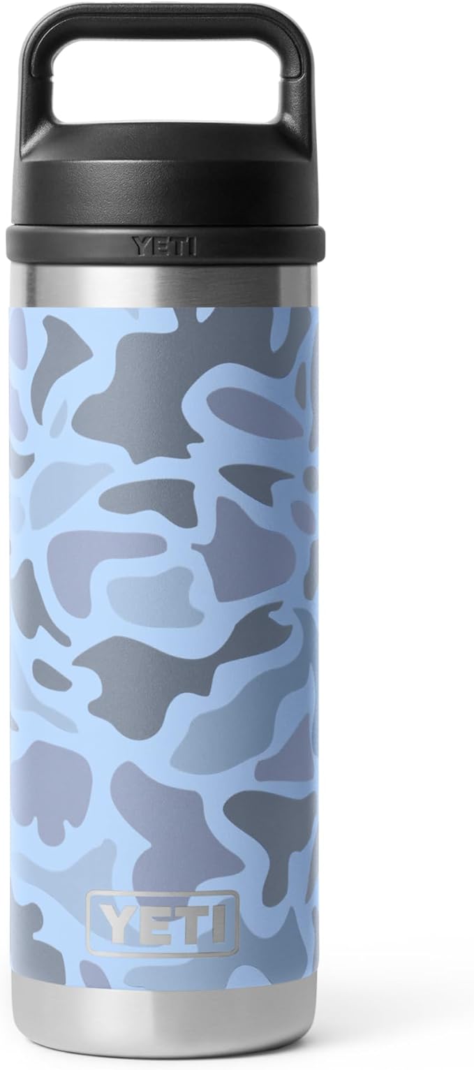 YETI Rambler 18 oz Bottle, Vacuum Insulated, Leakproof, Stainless Steel with Chug Cap, Blue Camo