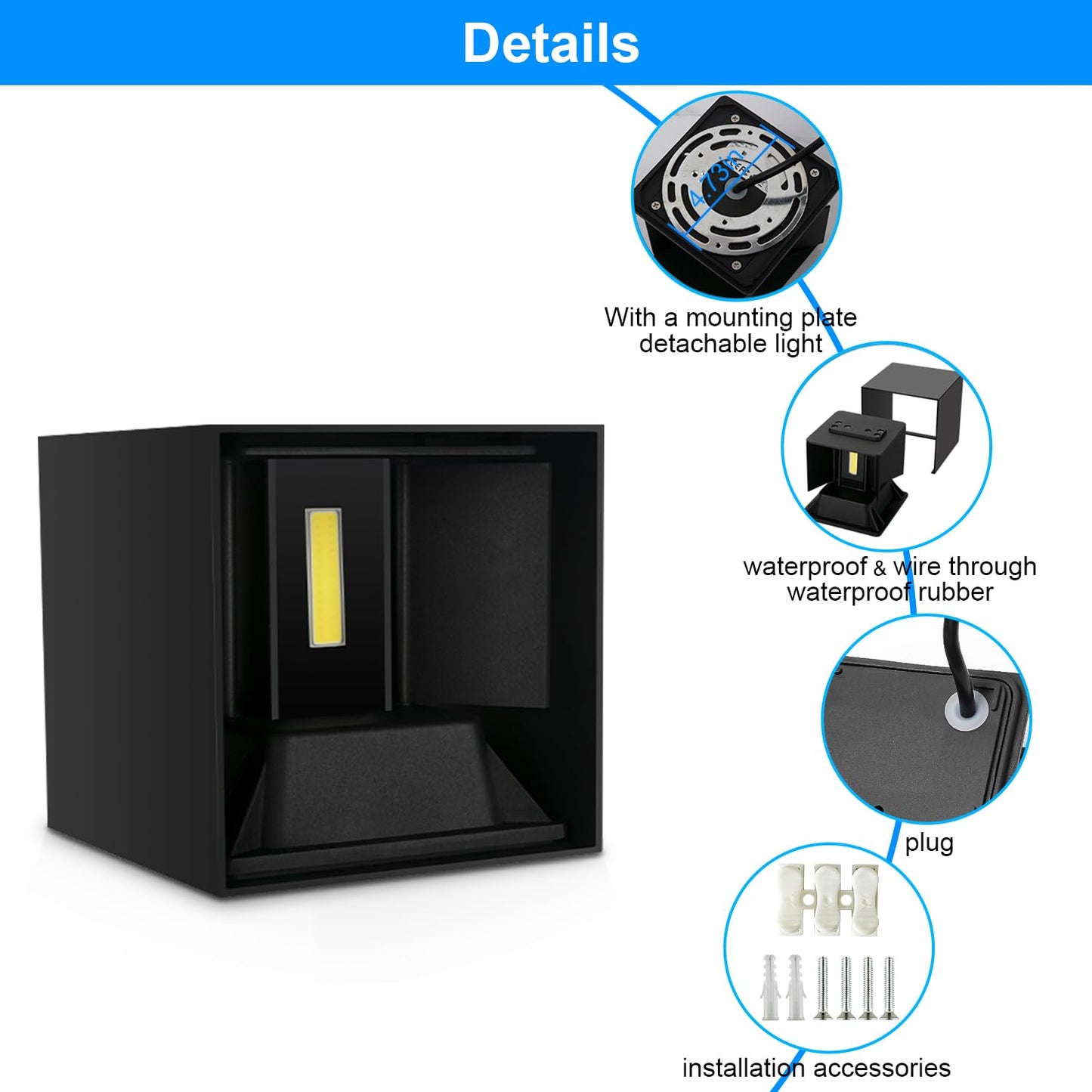 ledmo LED Up and Down Outdoor Wall Lights 20W Waterproof 2-Pack Black Aluminum