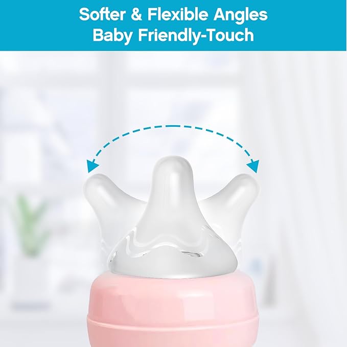 4pcs Soft Silicone Baby Nipple for Spectra Bottles, Slow Flow Nipple, 100% Silicone Material, BPA Free, Soft Touch, Easy Clean, Small, 0m+