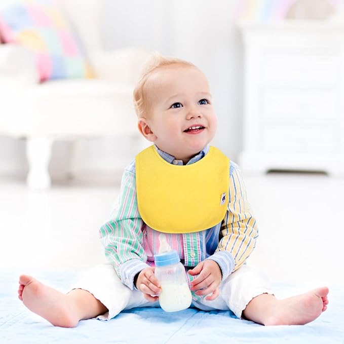 SPINFOX Waterproof Baby Bibs for Girls, Boy, Unisex Drool Bib Cotton Solid Knit Infant Feeding Bibs