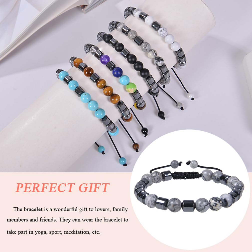 GelConnie Stone Bead Bracelet Healing Anxiety Bracelets Womens Bead Bracelets 8mm Beaded Stone Stretch Bracelet Positive Energy