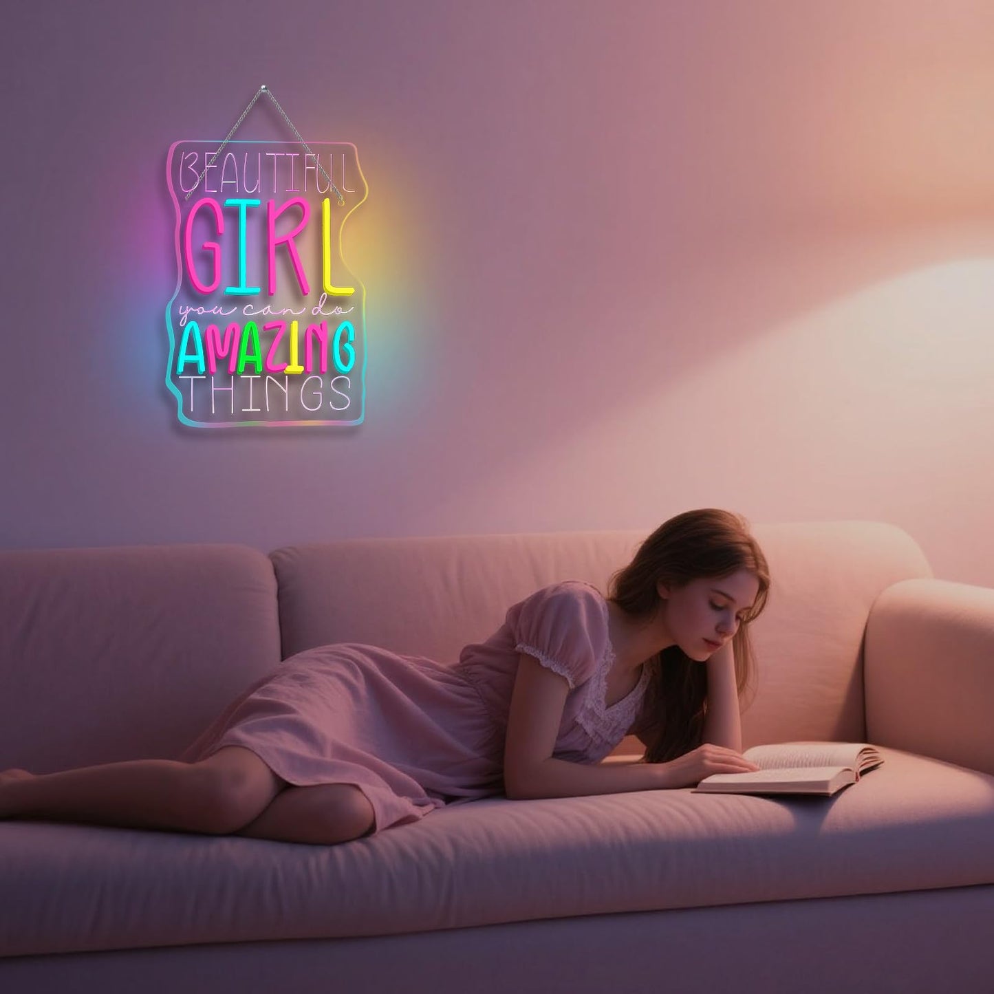 Wlhope Beautiful Girl You Can Do Amazing Things Neon Signs For Wall Decor Led Lights Decorations For Home Bedroom Birthday Party Best Gift For For Teen Girl