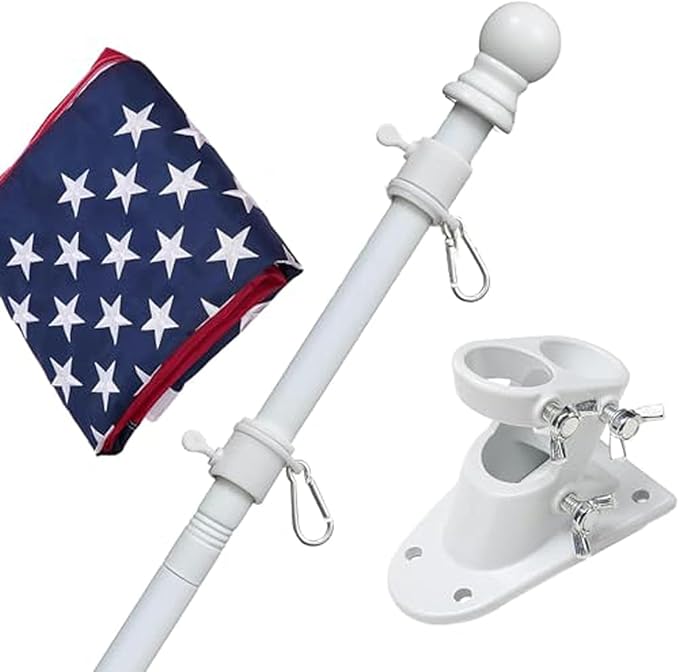 Flag Pole Kit with 3x5 American Flag - Includes 5ft Heavy Duty Tangle Free Flagpole,Embroidered 3X5 US Flag,Aluminum Mount...