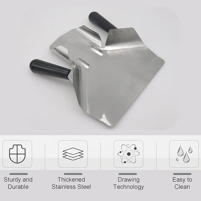 Stainless Steel French Fry Scoop, Dual Handle Popcorn Bagger Tool for Snacks/Ice/Desserts