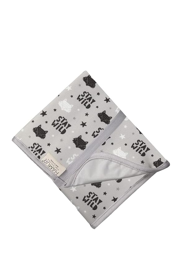 Hamur Home Portable Changing Pad – Waterproof, Washable & Easy Wipe Clean, Foldable Travel Baby Changing Mat for Diaper Bag, Compact & Lightweight, Must-Have for Newborns (Fox Pattern)