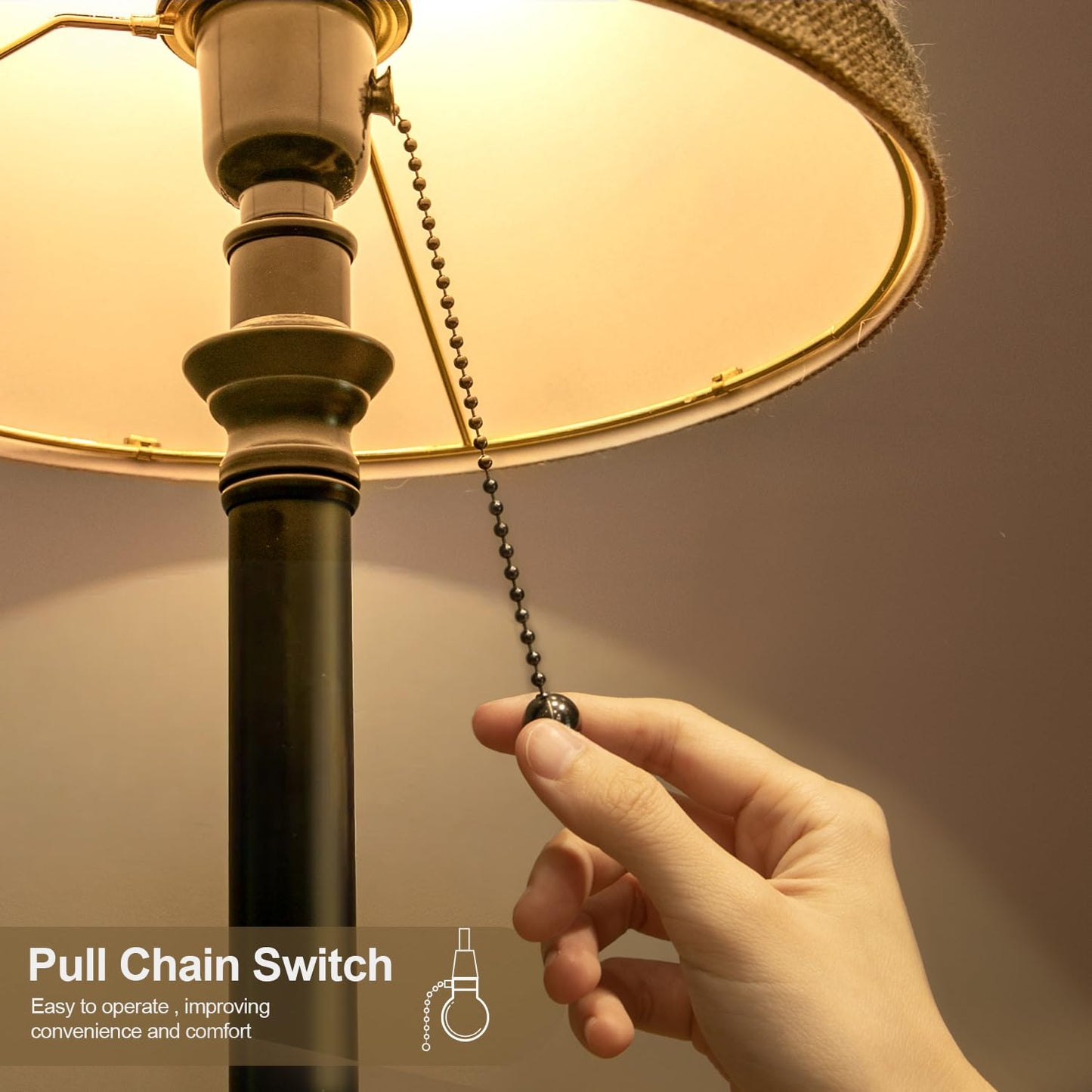 Oneach Table Lamps Set of 2, 19.5·Metal Bedside Lamps with Pull Chain Switch, Dark Brown, Model AMZ-T0009BK-KAKOU-NEW