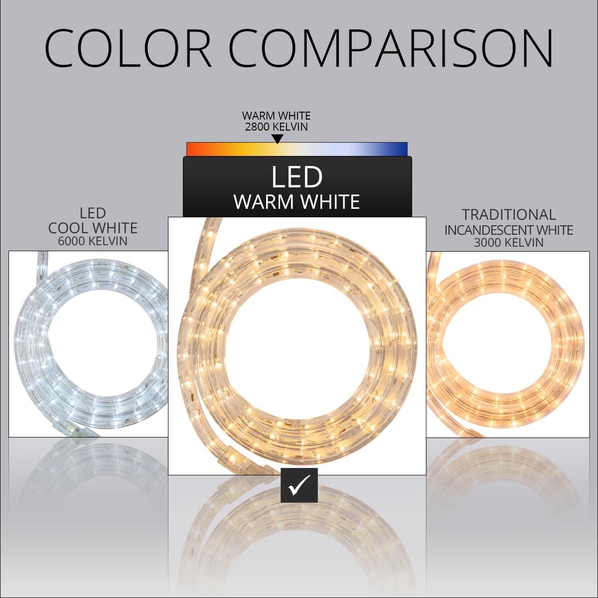 Wintergreen Lighting 18 Led Warm White Rope Light  Flexible Light Rope String Light Outdoor - Bedroom Led Light Rope  120V   Inch  2-Wire