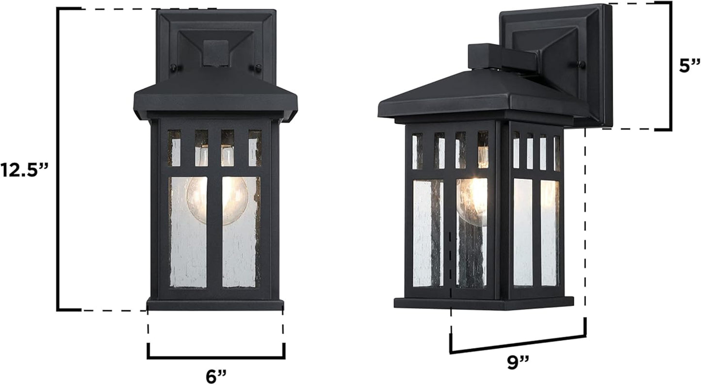Westinghouse 6120800 Burnham Craftsman-Style One Light Outdoor Wall Fixture, Textured Black Finish, Clear Seeded Glass