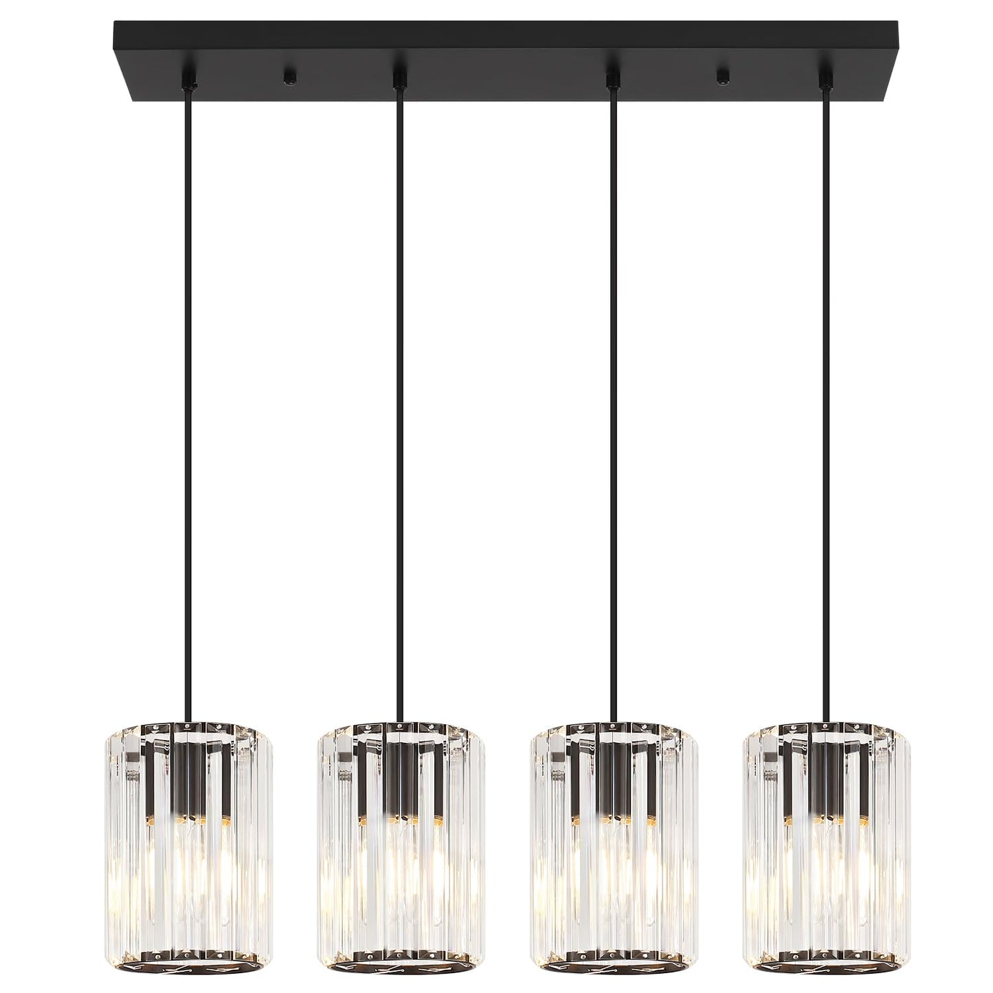 Crystal Kitchen Island Lights  4-Light Modern Chandeliers For Dining Room  Kitchen Pendant Lighting Over Island  Adjustable Height Ceiling Hanging Lights For Kitchen Bedroom Entryway Bathroom