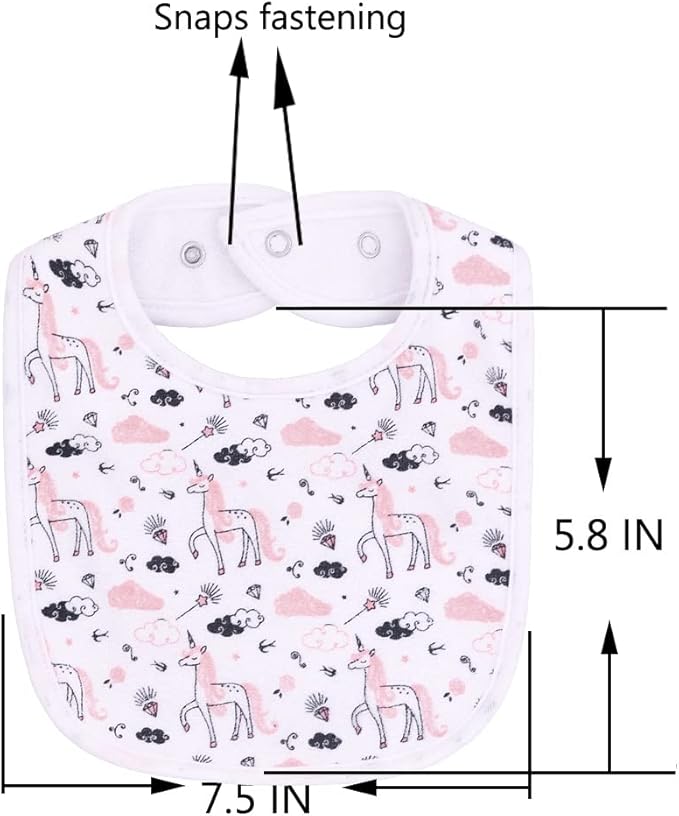 Maiwa Waterproof Terry cloth Baby bibs with Snaps for newborn girl boy, drool and teething for baby