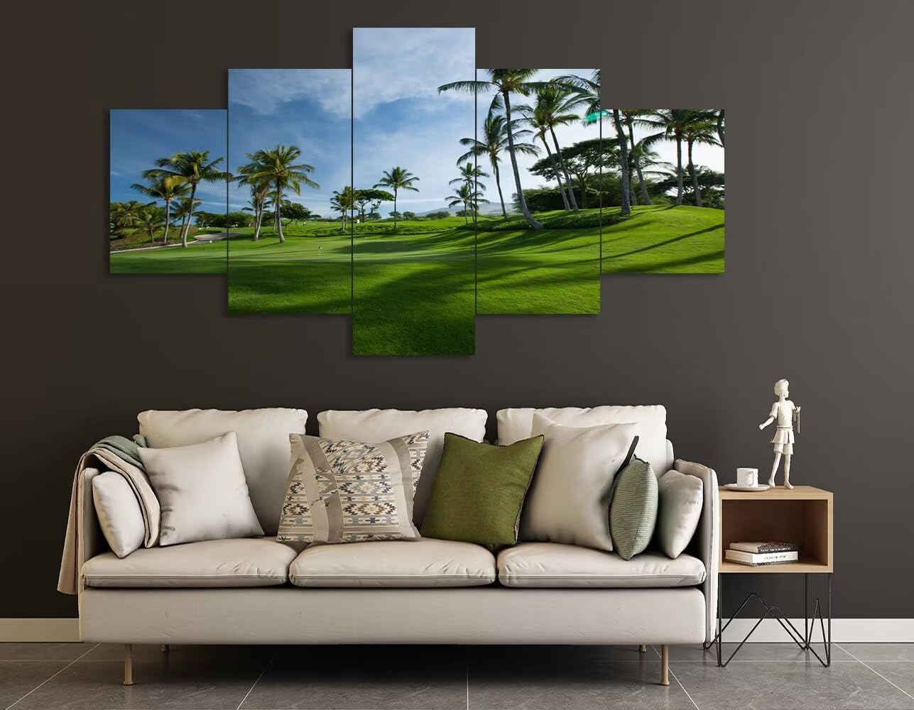 Hawaiian Golf Courses Canvas Wall Art for Office Living Room Bedroom Bathroom Home Decorations Hawaii Maui Island Pictures Posters Framed Artwork Ready to Hang(60''W x 32''H)