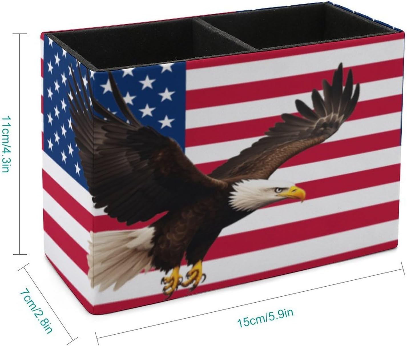 American Flag Eagles Lether Pen Holder for Desk Makeup Brush Holder Office Organizer Desk Accessory for School Office