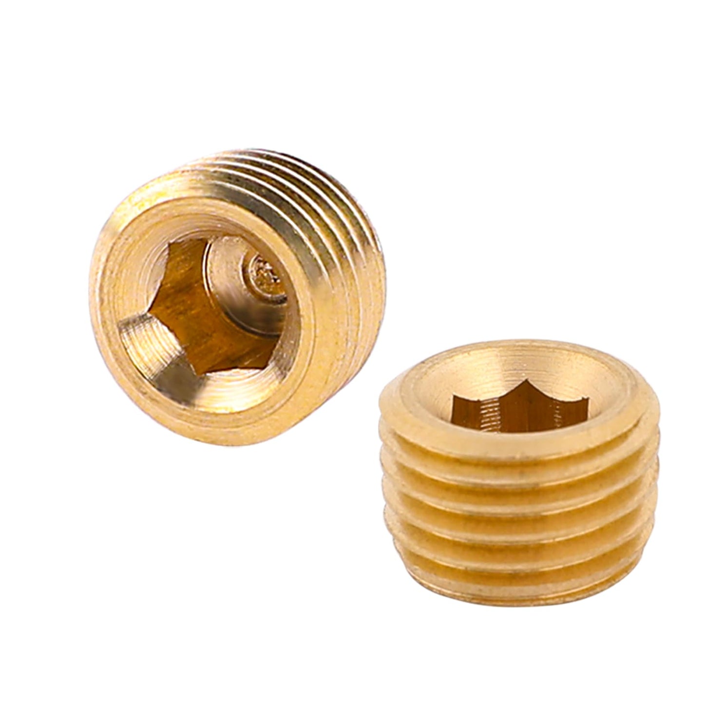 1/8" NPT Male Plug Fitting Set, 10 PCS Brass Plug Hex Counter Sunk Plug for Closing the End of, Internal Hex Socket Thread Socket Plug Kit