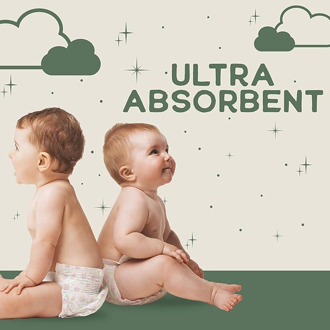 Happy Little Camper Ultra-Absorbent Natural Baby Diapers Size 3 - Hypoallergenic & Chlorine-Free Disposable Diaper Safe for Sensitive Skin - Unscented Crawler Diapers - 31 Count