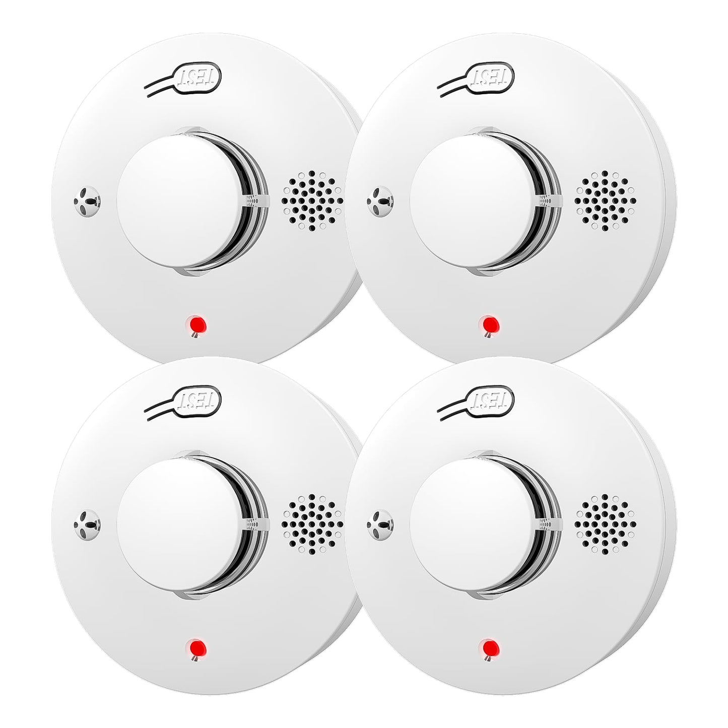 4 Pack Smoke Detector Photoelectric Smoke Alarm with Test/Mute Button, Replaceable AA Battery Battery Powered Fire Alarms for Home(Battery Not Included) S01D