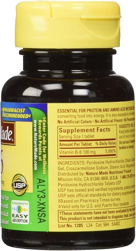 Nature Made Vitamin B-6 100 Mg, Tablets, 100-Count (Pack of 2)