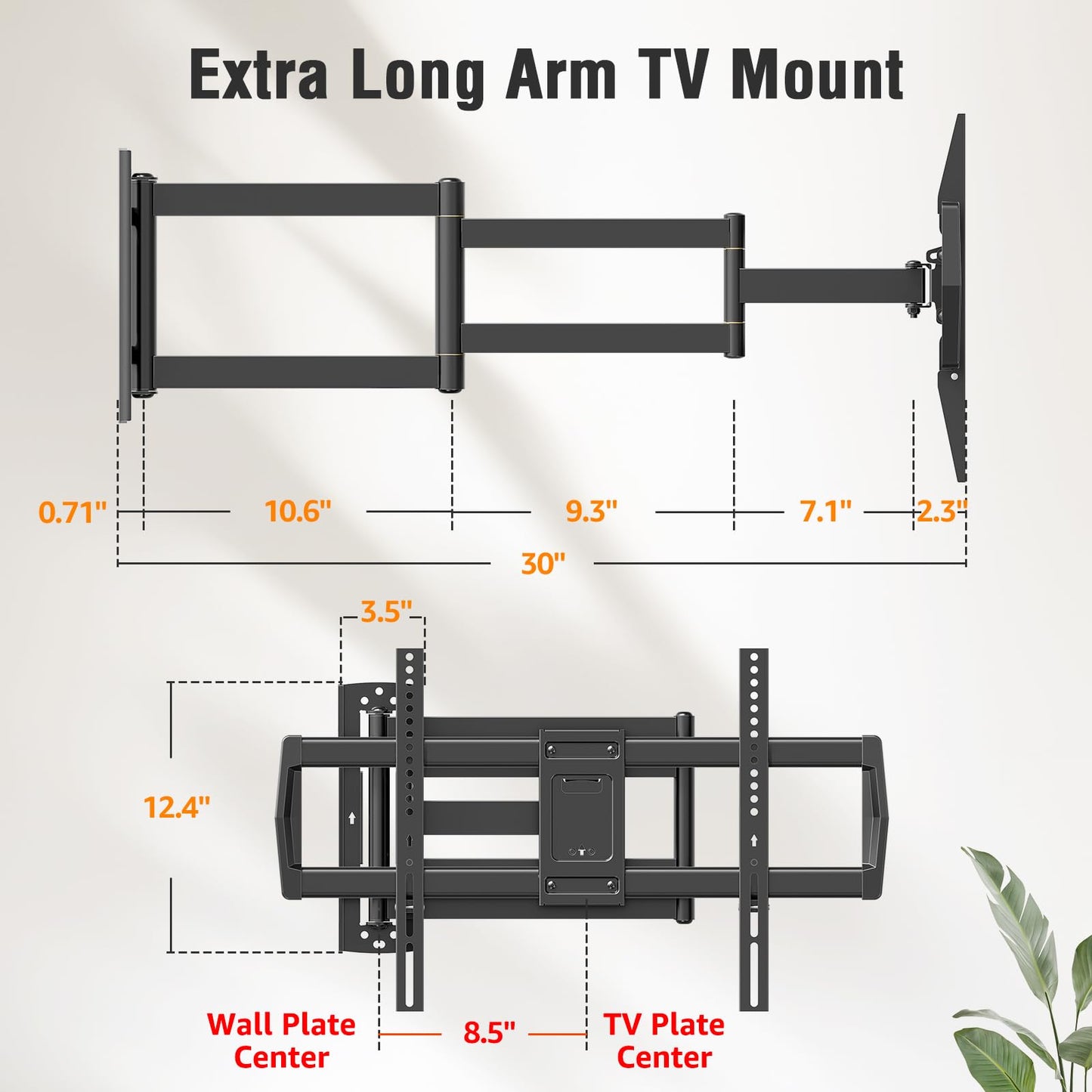 ELIVED Long Arm TV Wall Mount for Most 42-75 Inch TVs, 30 Inch Long Extension Corner TV Mount, Full Motion Wall Mount tv Bracket Swivel and Tilt, Holds up to 99 lbs. Max VESA 600x400mm, YD3037