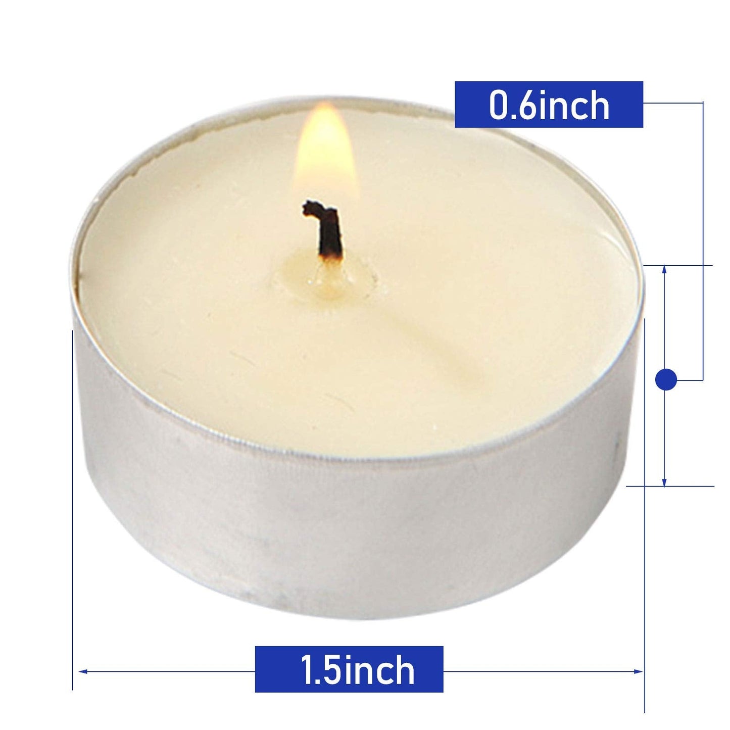 Visen 50-Pack Unscented Tealight Candles, White, Dripless, Smokeless, 6-Hour Burn Time, Paraffin Wax For Home & Events