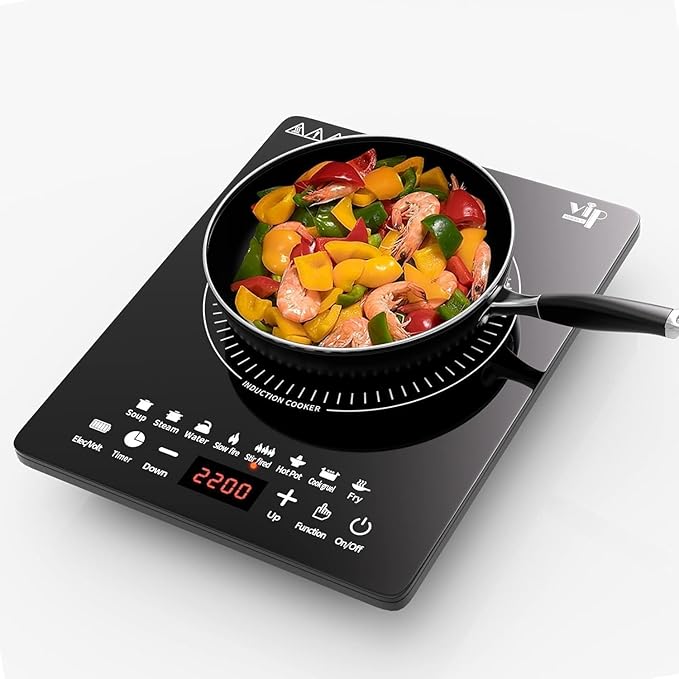 Portable Induction Cooktop, Countertop Burner with Multi-Function, 2200w Electric Stove with Easy Clean Glass, 8 Modes Sensor Touch Cooker (GU3)