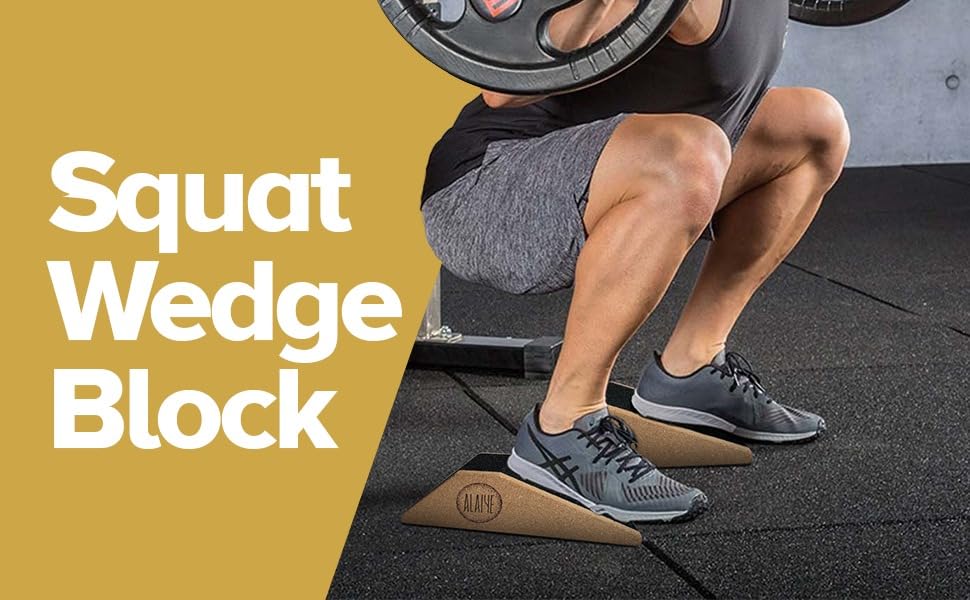 ALAIYE Squat Wedge Blocks (Set of 2) – Non-Slip Slant Boards for Lower Body Workouts, Ankle and Calf Stretching - Yoga Blo...