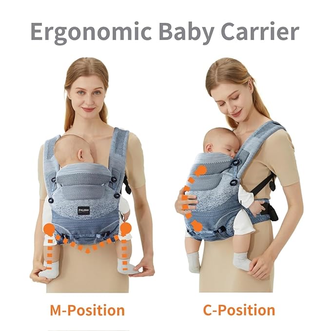 Ergonomic 4-in-1 Baby Carrier Newborn to Toddler - with Lumbar Support - for Children 8-33 Pounds - 360 Degree Baby Wearing - Inward & Outward Facing - Blue