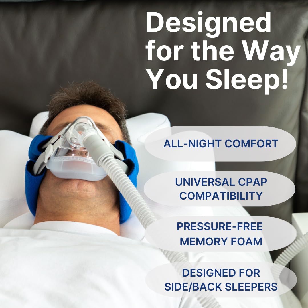 Snugell CPAP Pillow for Side Sleeping – Memory Foam with Clover-Shaped Design – Adjustable Heights (4 Options) – Provides and Promotes Proper Head & Spine Alignment for CPAP Mask Users