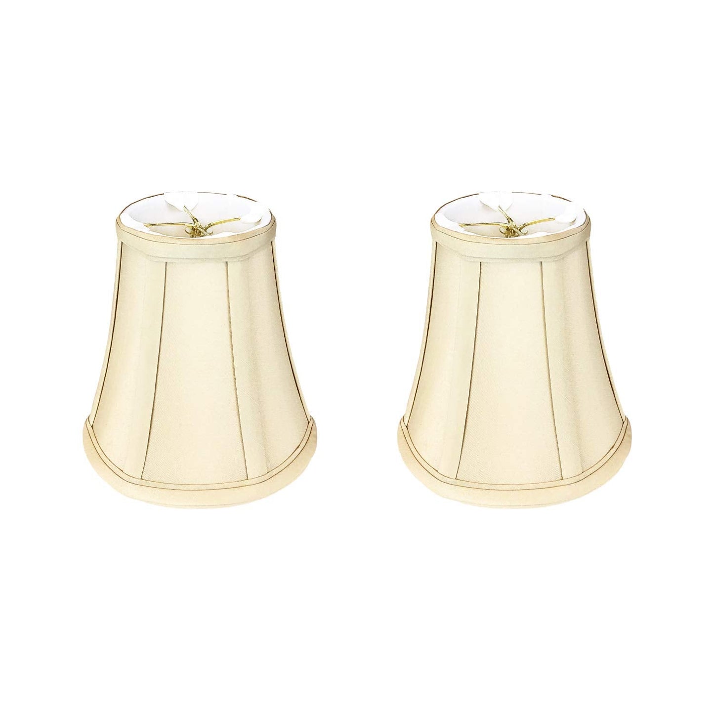 Royal Designs, Inc. True Bell Lamp Shade, Faux Silk, 3.5in x 6in x 6.25in, Beige, 2-Pack, Model BSO-704FC-