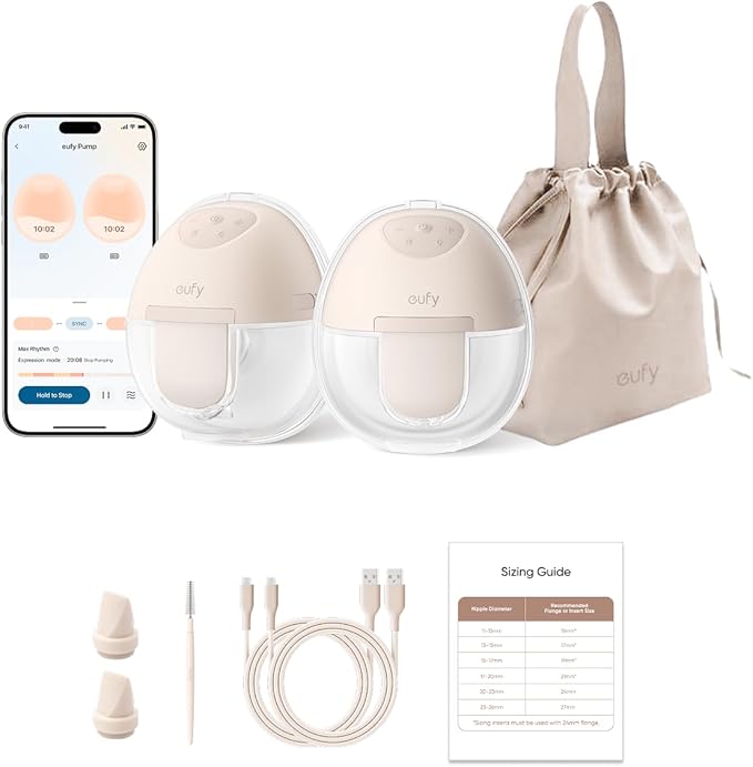 eufy Security Wearable Breast Pump E10, Hands-Free Electric Breast Pump with App Control, Personalized Smart Rhythm, Hospi...